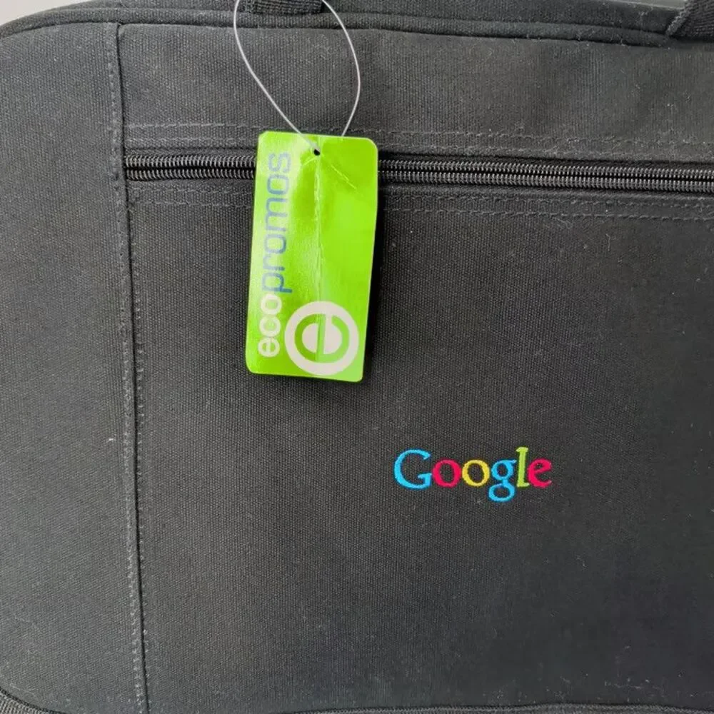 Google Laptop Bag Messenger Briefcase Black Embroidered Logo Promo New Polyester